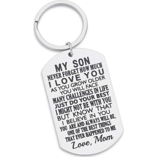 Inspirational To Son Gift From Mom-Never Forget How Much I Love You Gift Keychain for Teen Boy From Mother In Law Stepmom