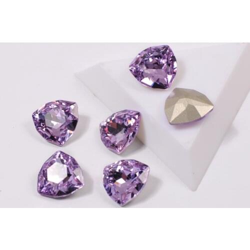 YANRUO 4706 Crystal Strass Trilliant Shape Violet Color Nail on Rhinestones Popular Pointback Stones For 3D DIY Nails Art Gems