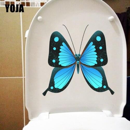 YOJA 22X21.8CM Blue Cartoon Butterfly Wall Stickers For Kids Rooms Home Room Decor Toilet Seat Decals T1-2106