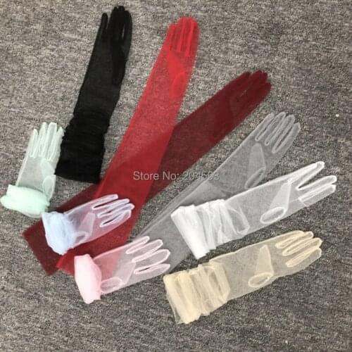 Factory Price Wedding Party Finger Gloves Tulle Candy Bridal Gloves DIY Simple Sexy Wedding Gloves