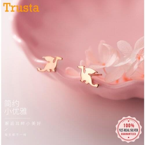 Trusta 100% 925 Sterling Silver Earring Jewelry Women Fashion Small Fly Dragon 925 Stud Earrings For Girls Kids Lady DA285