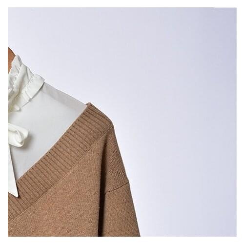 Women Sweater 2020 Spring/Summer Lady Ruffle Lace Up Two Knit Women Pullover