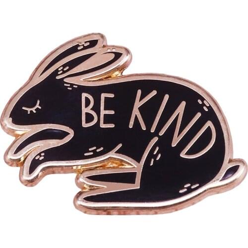 Be kind rabbit pin funny animal brooch kindness jewelry cute bunny badge jackets backpack accessories kids gift