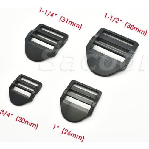 10pcs/pack Ladder Lock Slider Plastic Buckles Backpack Straps Webbin 20mm 26mm 31mm 38mm Black
