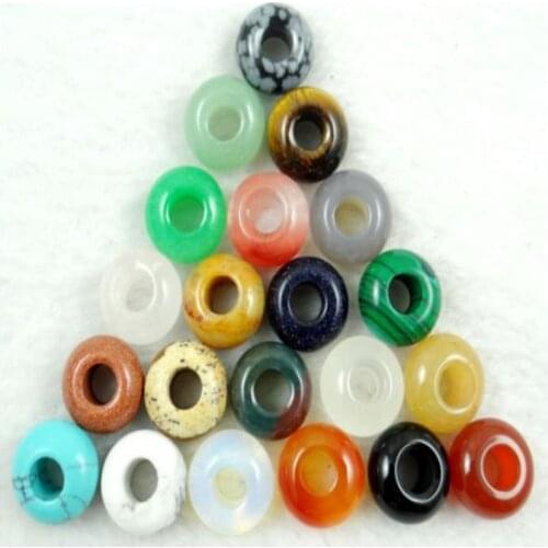 14*8MM Natural stone Quartz crystal round shape big hole beads pendant for diy Jewelry making necklace earrings Accessories 24pc