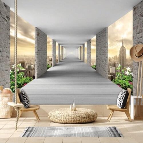 3d Custom Wallpapers for Living Room Corridor Building City Murals Walls Paper In Rolls Bathroom Vinyl Stickers European Decors