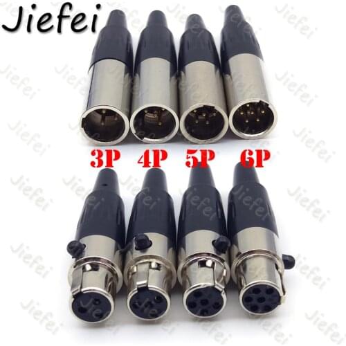 5set Mini XLR 3 4 5 6 Pin Male + Female Plug XLR Audio Microphone Connector MIC for Cable Soldering Straight Adapter