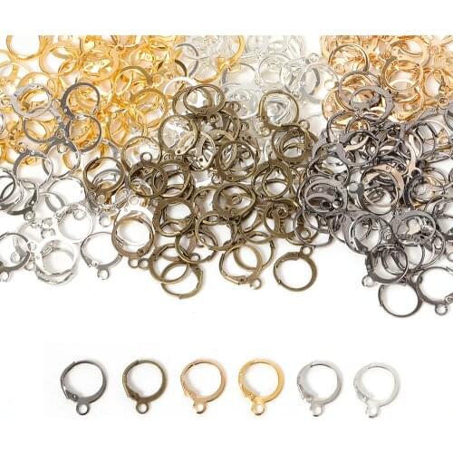 50pcs Earring Hook French Earrings Earwire Fitting 13x15mm Ear Setting Base Accessories for Craft Jewelry Making Components DIY