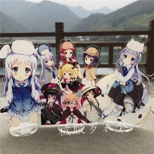 Anime Is the order a rabbit? Kafuu Chino Hoto Kokoa Cartoon Figure Stand Model Plate Desktop Toy Cosplay