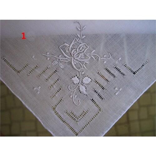 White Handmade Handkerchief 100% Cotton Soft Thin Ladies Artis aApplique Drawnwork Embroidered Rose Mothers Day Gift Hankies