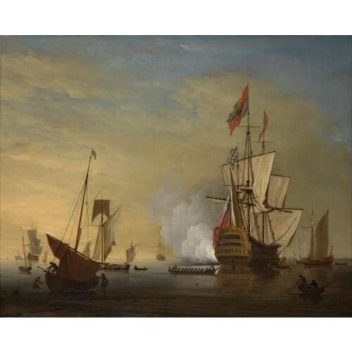 Free Shipping classical seascape war ship canvas prints oil painting printed on canvas wall art decoration picture