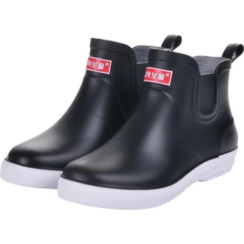 Rain shoes men winter rain boots low help waterproof shoes and wool anti-skid short mens water boots car wash shoes ujk