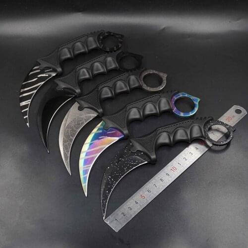 CS go Karambit Knife Tactical Hunting Camping Survival Multi-function Fixed Blade Knife Outdoor Claw Knives EDC Defense Tools