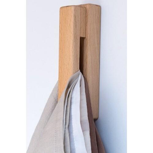 Rustic Wood Towel Hooks Wall Mount Storage Hanger Cap Rack 3M Adhensive Strip Home Decor Organization Bathroom Kitchen Knobs