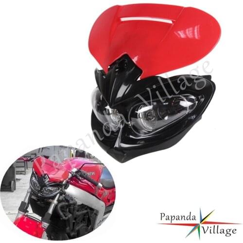 For Triumph TE TR Dual Sports Head Lights 12V Headlight Universal Red Headlamp Mask For Honda CRF CRM CRE XR 250/450 R L M F