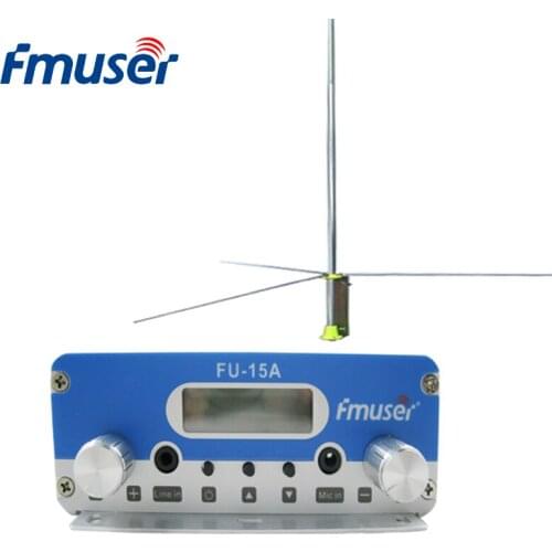 FMUSER FU-15A 15W FM Radio Transmitter Long Range FM Broadcast Transmitter For Radio Station+GP200 1/2 Wave Antenna Kit CZE-15A