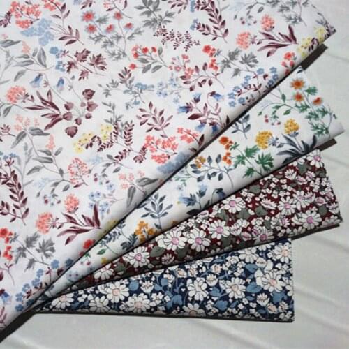 Cotton Printed Fabric Flower Cotton Twill Fabric for Babys Bag Handmade Dress Cotton Non-Fluoresce Fabric