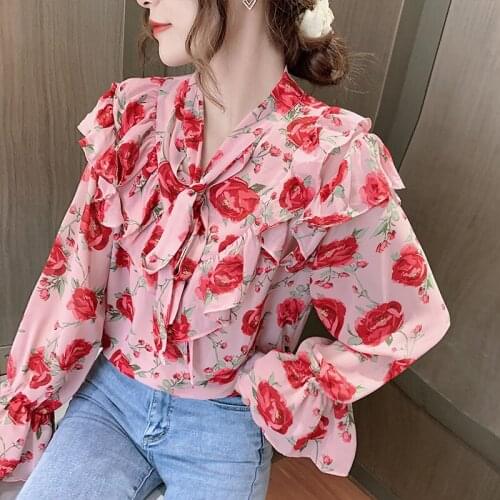 Huan-Qing Womens Chiffon Blouses