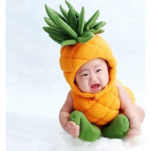 Fruit Pineapple Cosplay For Baby Yellow Jumpsuit Halloween Costumes For Newborn Baby New Year Christmas Outfit