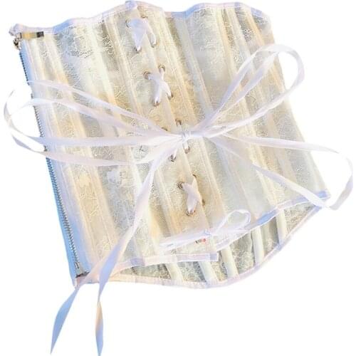 Women Corset Waist Training Corsets Underbust Body Shaper Boned Slim Lace Hollow Tube Top Slim Lace Boned Lace Up Corset