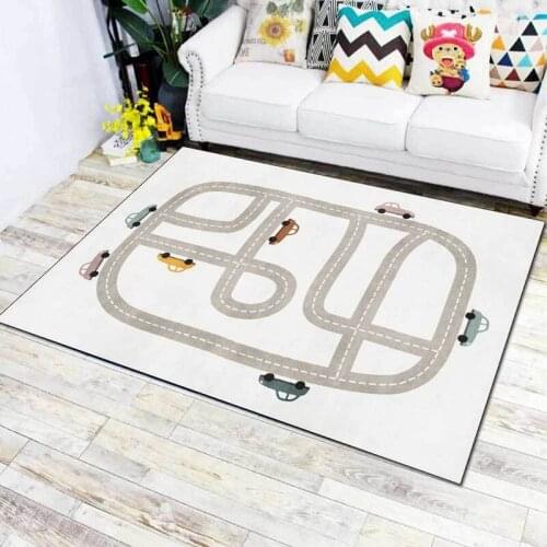 Nordic Style Cartoon Car Road Print Carpet Living Room Bedroom Decor Rugs Delicate Kids Crawling Play Game Anti Slip Floor Mat