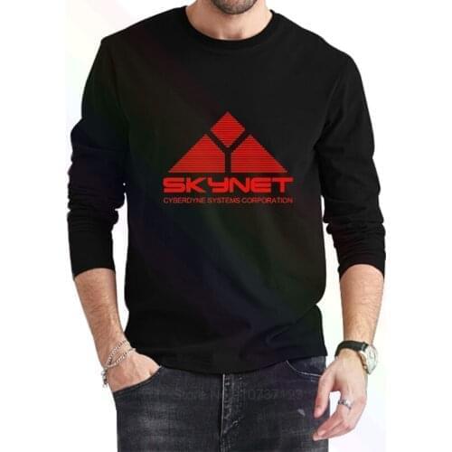 LEQEMAO Skynet Logo Classic Black T-Shirt 2021 Newest Summer Mens Long Sleeve Popular Tees Shirt Tops Novel Unisex