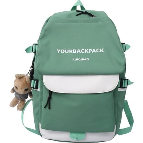 Fashion Teenage Backpack for Girls School Bags Women Back Pack Nylon Pink Green