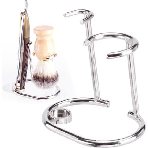 Men Home Hotel Stainless Steel Razor Stand Shaving Brush Storage Rack Holder