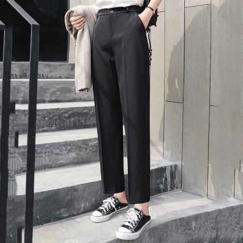 Spring Autumn New Plus Size S-2XL Trousers Women Pants Office Lady Pencil Pants Korean High Waist Slim Work Ankle-Length Pants