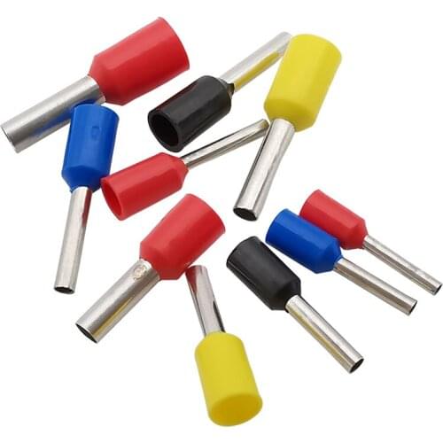 100Pcs/lot Tube Crimp Terminal Insulated Wire Connector Cold Pressing Crimping Terminals E0508 E7508 E1008 E1508 E2508