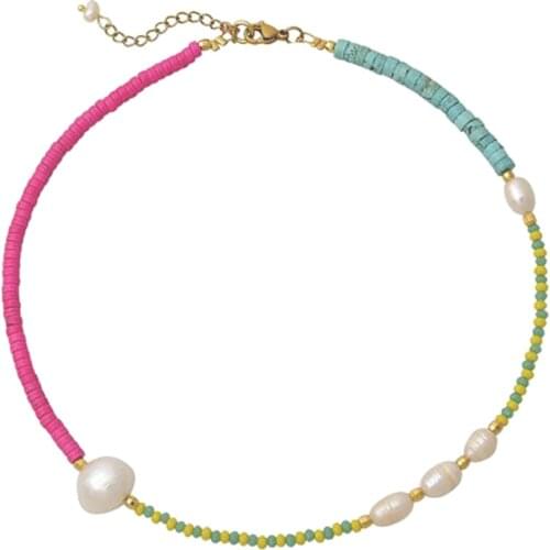 Natural Stone Real Pearl Necklaces Choker Freshwater Baroque Pearl Tinct Real Stone Choker Necklace 2020 New All Season Necklace