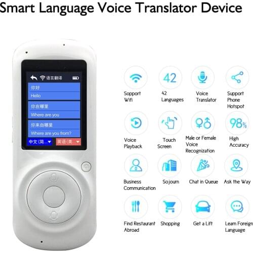 Language Voice Translator Device Translation tourism 70 Languages 2.4 Inch TouchScreen Rechargeable Battery Support Wifi Hotspot