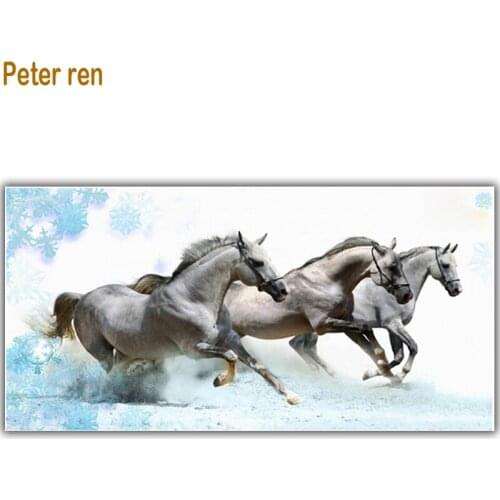 Peter ren Diamond painting Animal Horses 3d Round\Square mosaic Picture of rhinestones Full Embroidery with diamonds "Horse Run"