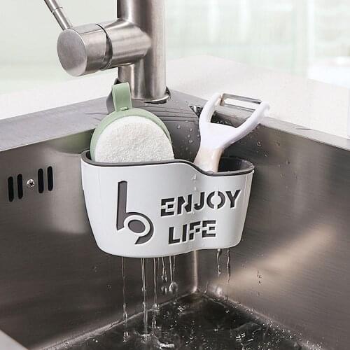 Kitchen Storage Sink Shelf Soap Sponge Drain Rack Storage Basket Faucet Holder Adjustable Sink Accessories with Drain Holes