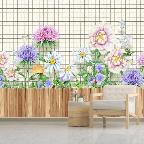 Custom Self-Adhesive Wallpaper 3D Stereo Flower Mural Living Room TV Sofa Bedroom Home Decor Wall Painting Papel De Parede Sala