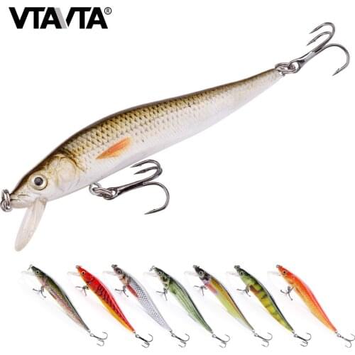 VTAVTA 8.5cm 6.5g Floating Wobblers Minnow Fishing Lures Crankbait Hard Bait for Fish Lure Pike Fishing Equipment Black Minnow
