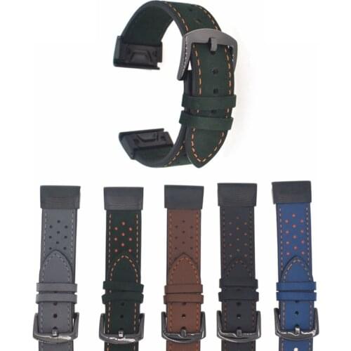 26MM Genuine Leather Watch Band For Garmin Fenix 6X/5X/3 HR Quick Release Replacement Wristband Strap For D2 charlie/Desent MK1