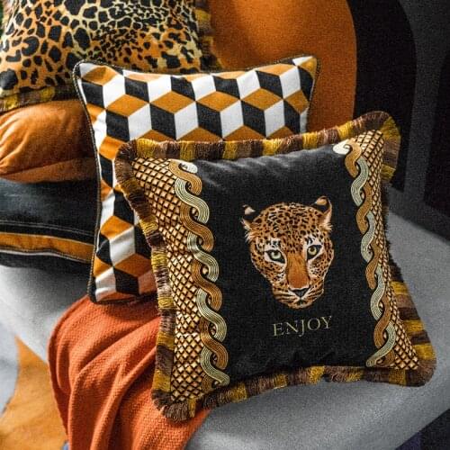 DUNXDECO Luxury Leopard Cushion Cover Decorative Pillow Case Modern Fashion Animal Collection Classical Geometric Velvet Coussin
