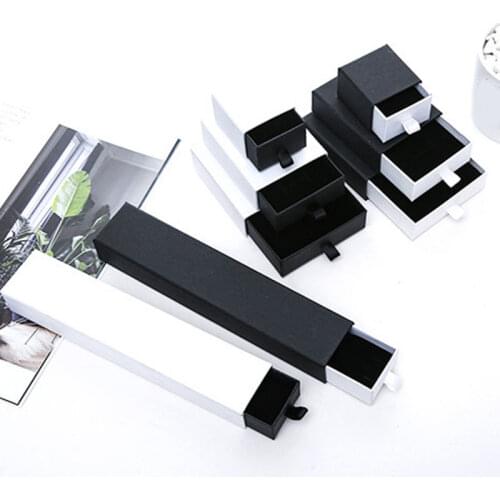 Jewelry Box Black and White Drawer Box for Ring Earrings Necklace Bracelet Jewelry Packaging Storage Gift Boxes for Jewellery