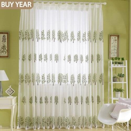 Modern Curtains for Living Dining Room Bedroom Idyllic Embroidery Tulle Curtains Lucky Tree Tulle Finished Product Customization
