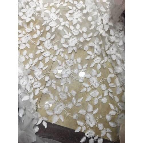 SYJ-42321 white Amazing party lace with sequins embroidery African mesh lace fabric for party French net lace material