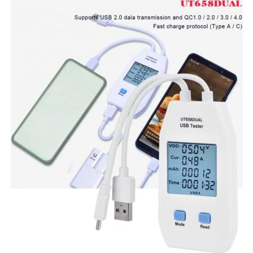 USB Tester UNI-T LCD Detector Voltmeter Ammeter Monitors Digital Power Capacity Meter with Data Storage Current Meter
