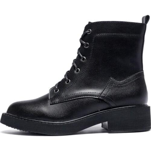 Womens Ankle Boots 2021 Fashion Flat Bottom Autumn Winter Boots Causal Cross Tied Round Toe Lace Breathable Women Boots