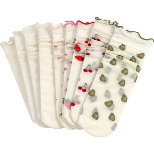 Women Socks Avocado Banana Strawberry Print Cartoon Cute Socks For Women Japanese Kawaii Harajuku Streetwear Christmas Sock Gift