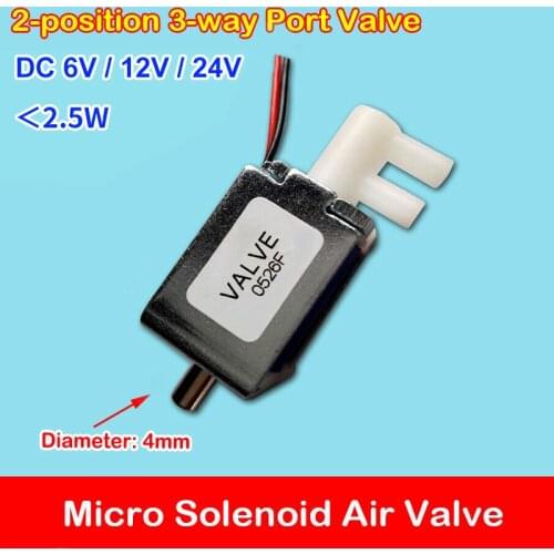 1PCS DC 6V 12V 24V 2-position 3-way Air Valve 4mm Port Mini Micro Electric Solenoid Valve exhaust switch Air gas Valve