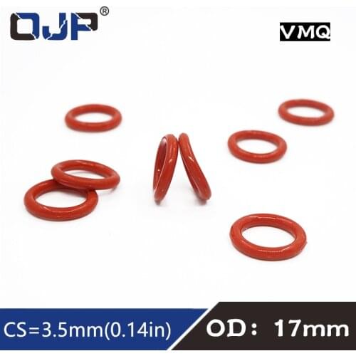 10PC/Lot Red Silicon Rings Silicone/VMQ O ring 3.5mm Thickness OD17mm Rubber ring Seal Silicone Sealing Gasket Sanitary Washer