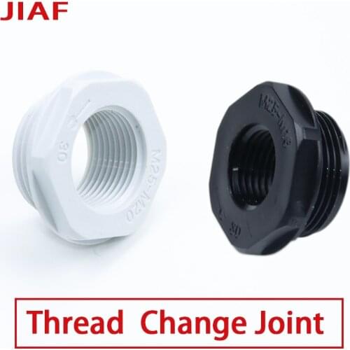JIAF 10pcs Nylon Reducing Ring M25 to M20 Black Shrink Ring M20 to M16 Gray Metric Thread Change Diameter Ring