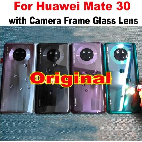 100% Original New Glass Lid Back Battery Cover Housing Door Rear Case with Camera Frame Glass Lens For Huawei Mate 30 Phone