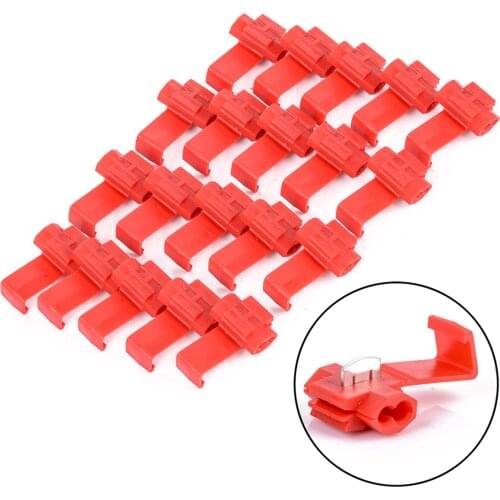 20pcs Reliable Red Lock Splice Electrical Lock Quick Splice Wire Connectors Crimp Terminal AWG 16-22