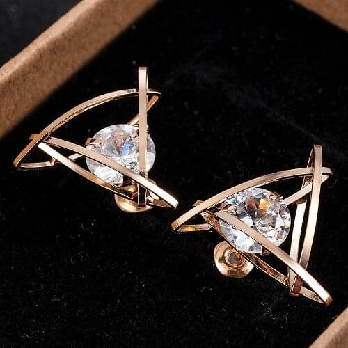 2019 Wholesale Fashion Hollow Triangle Zircon Earrings Christmas Gift Beautiful Jewelry earings fashion jewelry korean earrings